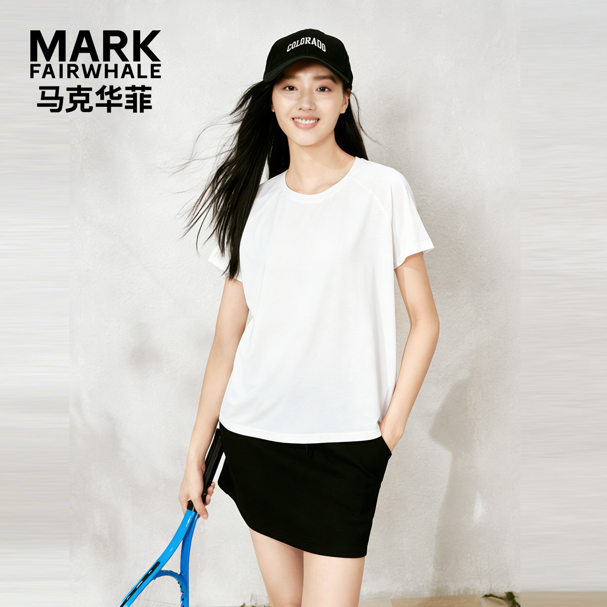 马克华菲桑蚕丝亚麻短袖T恤女夏