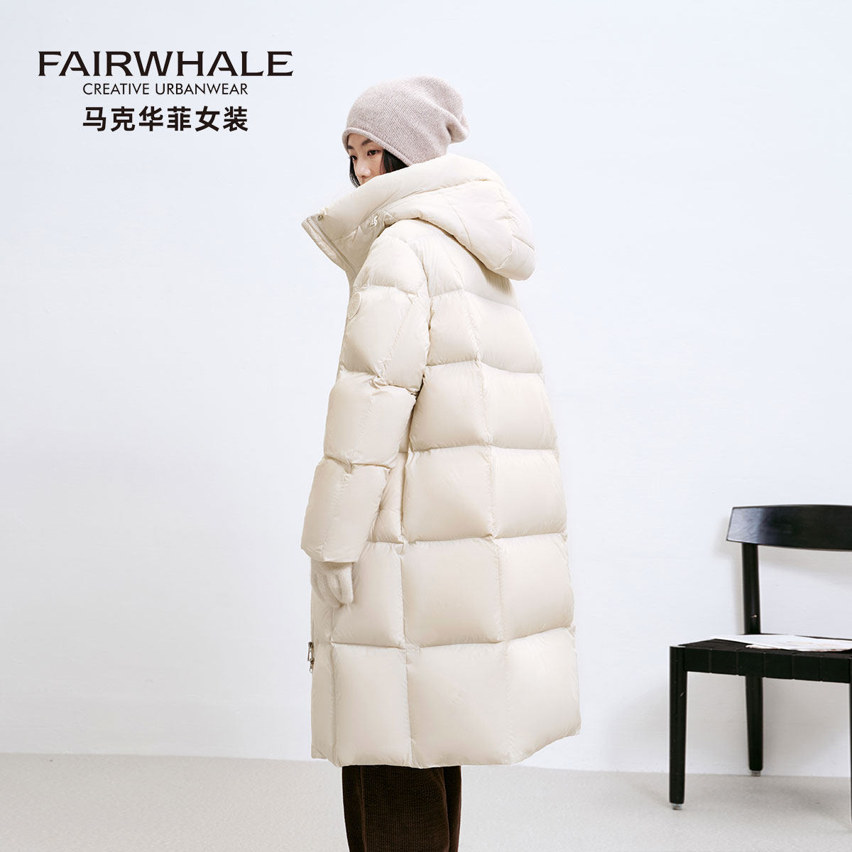 马克华菲羽绒服女中长款过膝外套