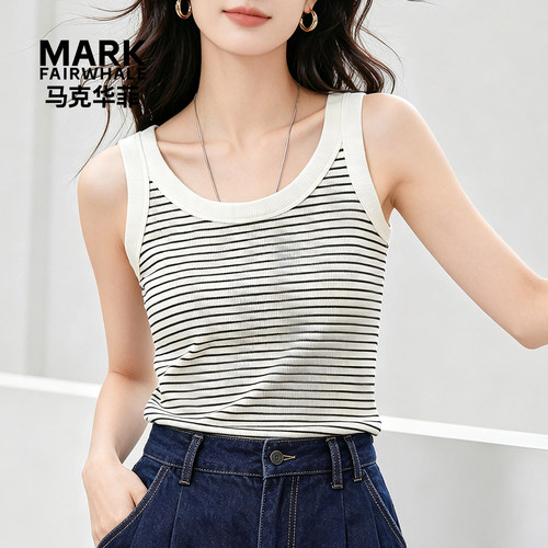 马克华菲女装吊带外穿背心女夏款条纹显瘦挂脖无袖上衣YB73149984