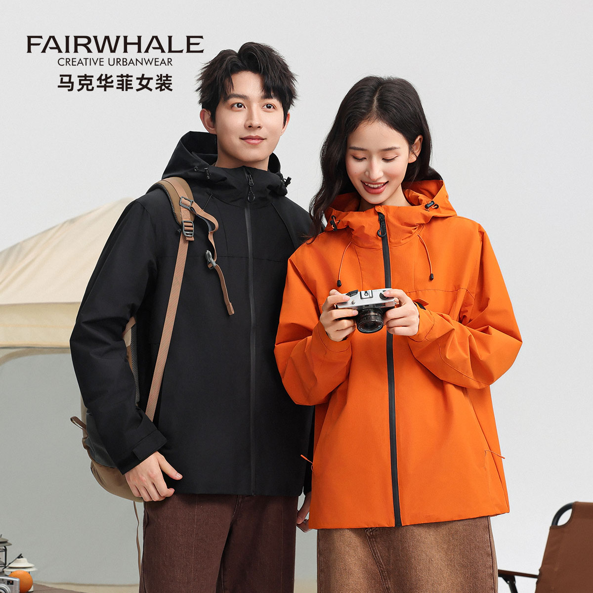 马克华菲男女同款冲锋衣外套女