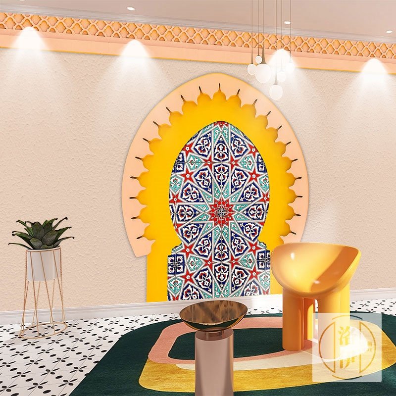 摩洛哥民族风格墙纸波西米亚服装店异域风情新疆民宿酒店卧室壁纸