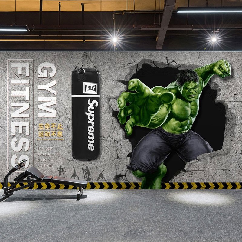 绿巨人3d立体壁纸漫威酒吧装饰壁画博击拳击馆运动健身房背景墙纸