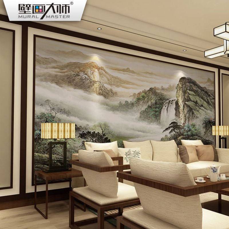 宋代美学壁纸古典明清电视背景墙无纺布墙纸壁画客厅大堂锦绣山河