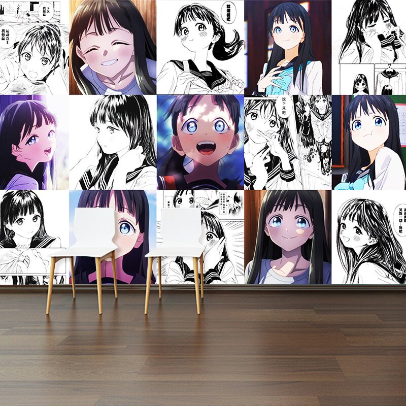 少女动漫墙纸明日香酱jk制服漫画背景墙二次元拍照馆男生卧室壁纸