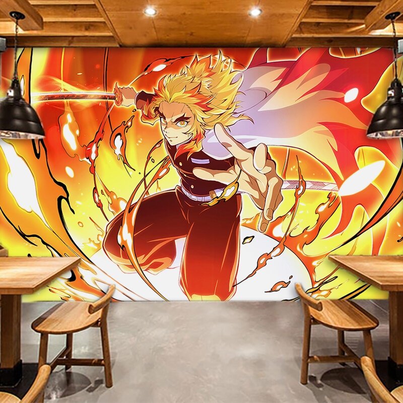 鬼灭之刃动漫壁纸炎柱杏寿郎奥义背景墙壁画漫画主题房健身房墙纸