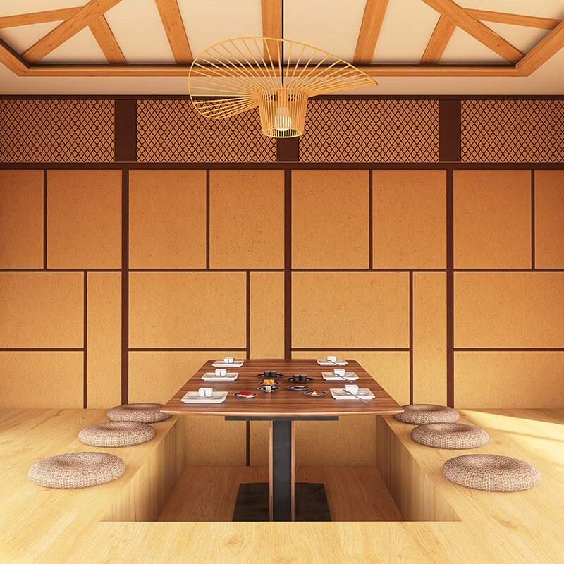 日式仿真木门民宿酒店装饰墙纸茶室日本餐厅寿司料理店壁纸居酒屋