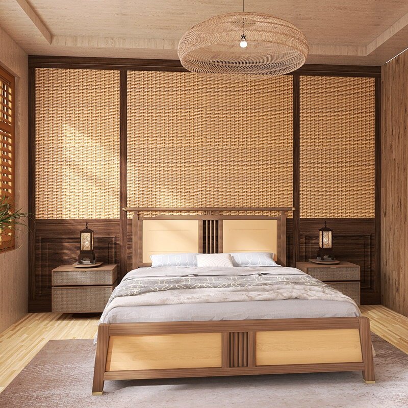 复古3d仿真藤编屏风墙纸日式和风榻榻米寿司店主题酒店民宿壁纸