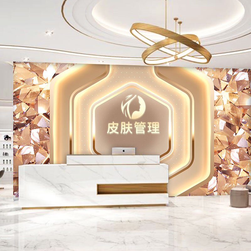 高级感直播背景墙纸皮肤管理会所装饰墙布美容院美发店工作室壁纸