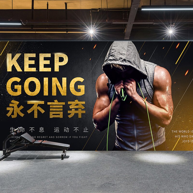 运动健身房拳击馆墙纸简约励志健美海报办公室卧室壁画肌肉男壁纸