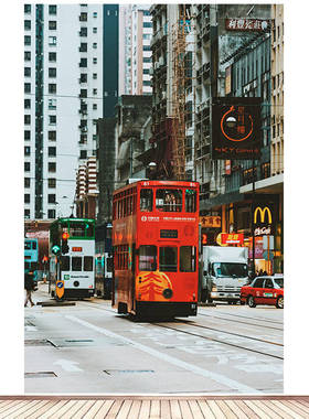 简约现代装饰画香港城市地标建筑风景画海报定制房间背景墙贴画07