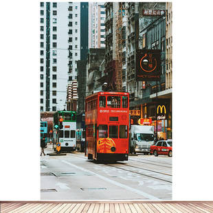 简约现代装饰画香港城市地标建筑风景画海报定制房间背景墙贴画07