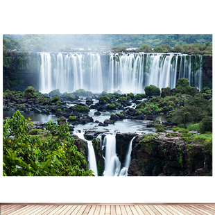 巴西伊瓜苏瀑布风景画客厅卧室装饰画房间背景墙贴画自粘画