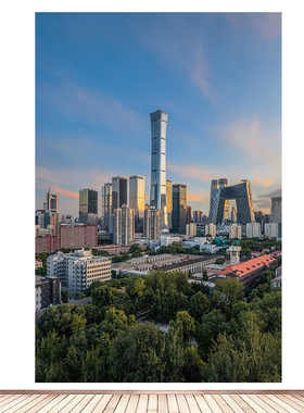 北京团结湖CBD天际线建筑风景画海报客厅房间寝室舒服卧室贴画墙2