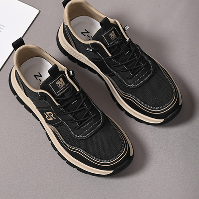 2025新款透气网面厚底增高男鞋