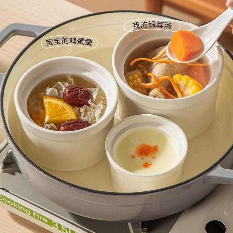 瓦罐汤炖盅陶瓷小炖罐煨汤带盖汤盅一人份煲汤家用隔水炖炖汤蒸盅