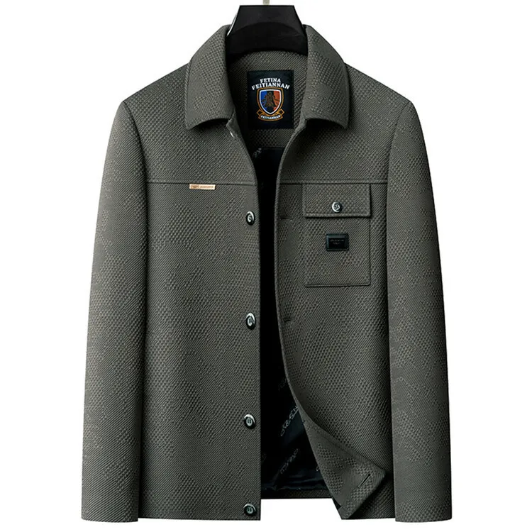 2025春秋季新款翻领中年男士休闲工装夹克上衣外套爸爸装春装茄克