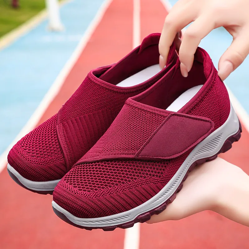 健步鞋女软底舒适不累脚妈妈鞋网面透气不闷脚中老年魔术贴康复鞋,女鞋,时尚芭蕾鞋,淘宝优惠券,粉丝福利购,淘宝优惠卷