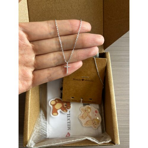 bm新款项链超小号满钻十字架锁骨链超细精致百搭饰品国内代购正品