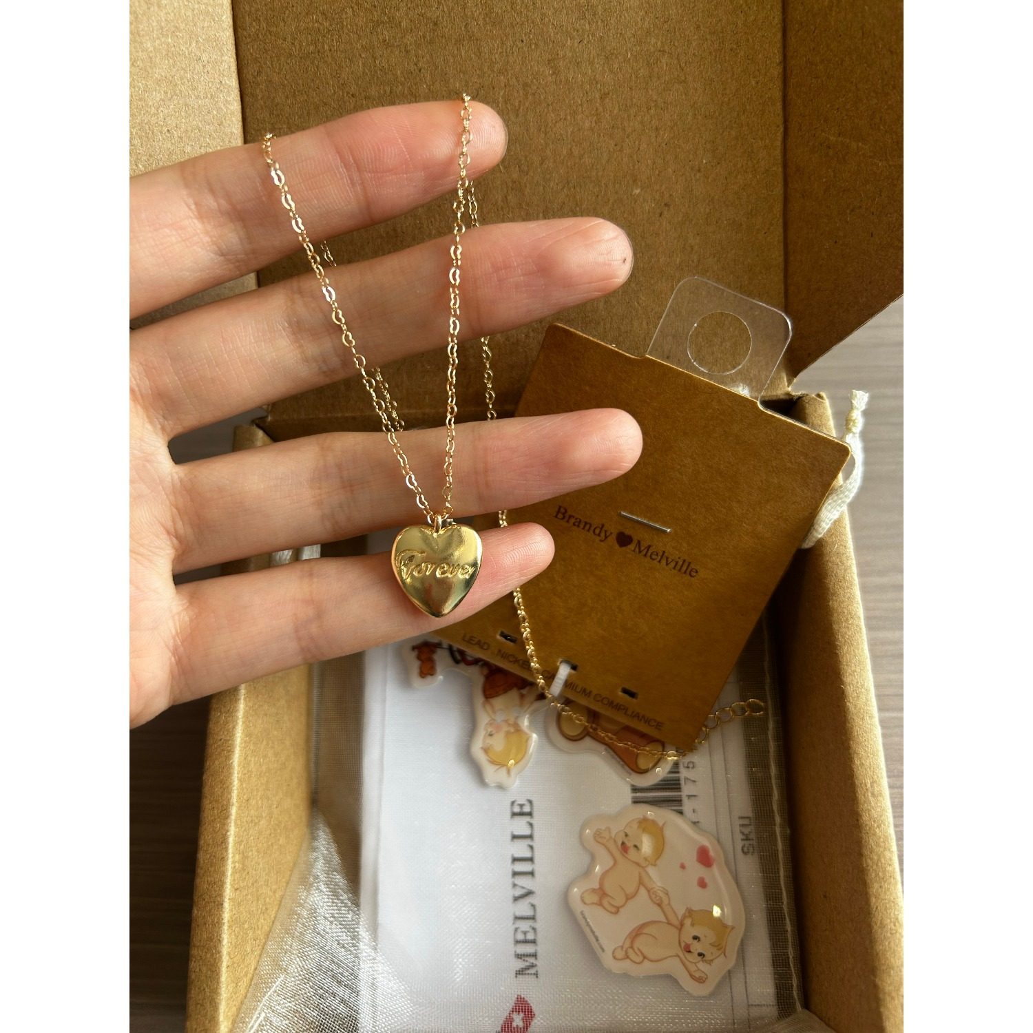 bm项链女forever字母爱心吊坠金色锁骨链超精致百搭国内代购正品