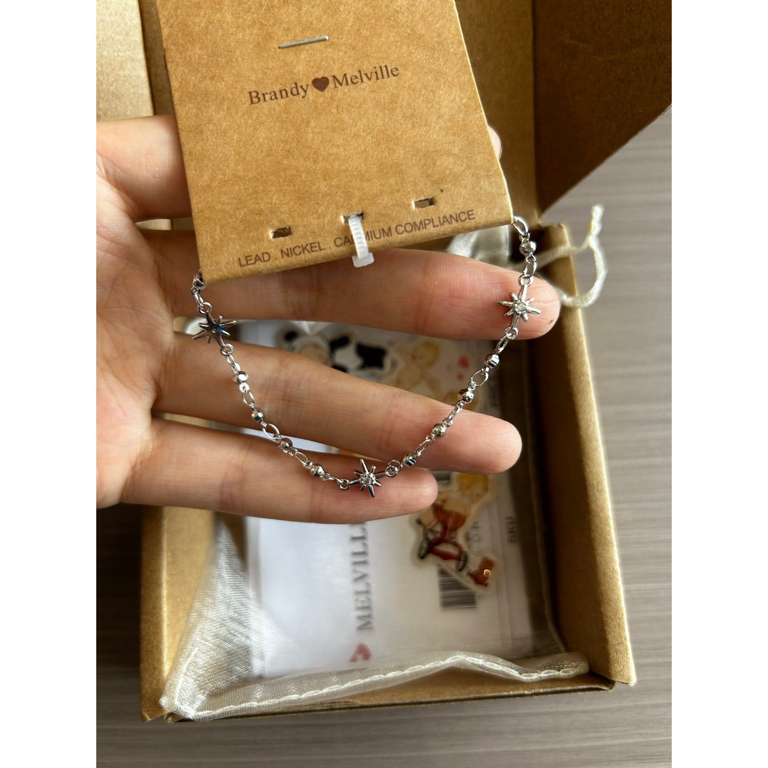 bm新款八芒星银色手链女学生锆石星星手饰bm爆款手链国内代购正品