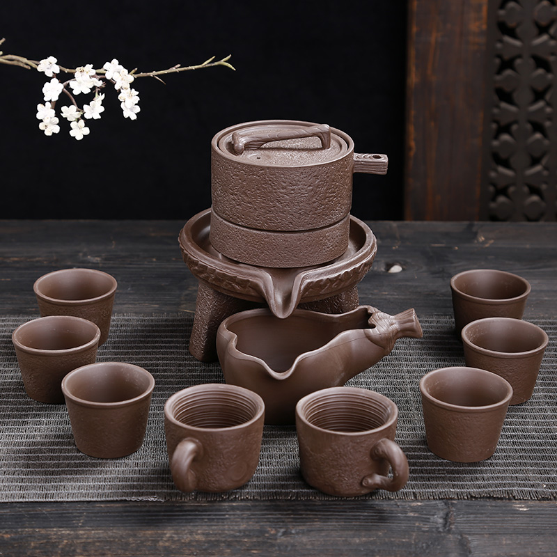 全自動紫砂石磨功夫茶具套裝懶人茶杯防燙整套禮品泡茶器時來運轉