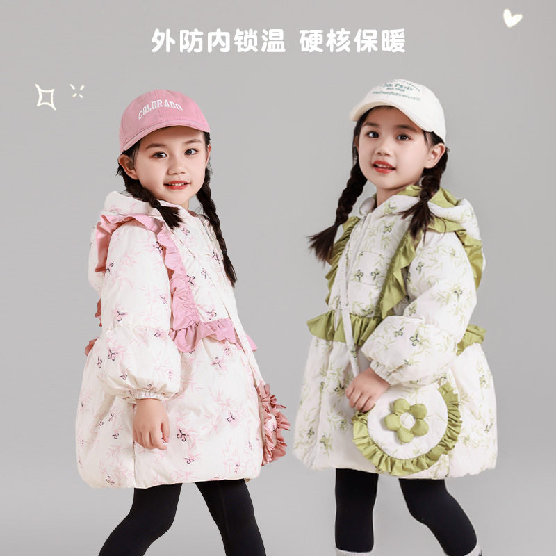 女童公主小童羽绒服加厚绿粉红色婴幼童儿童外套连帽棉袄衣棉服冬