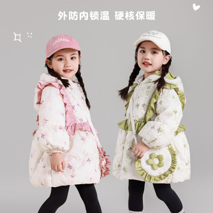 女童公主小童羽绒服加厚绿粉红色婴幼童儿童外套连帽棉袄衣棉服冬