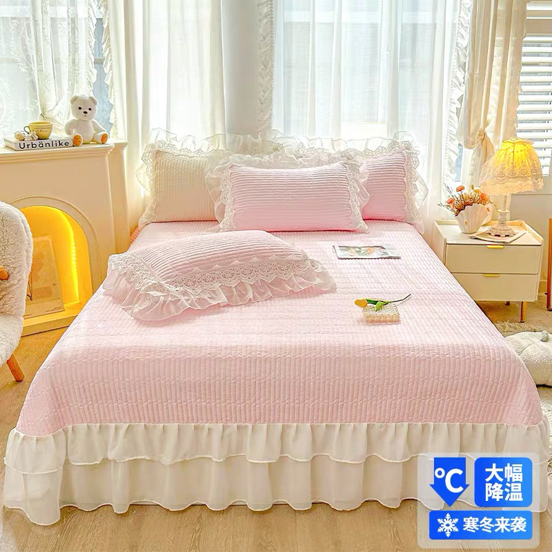 花边床盖单件榻榻米床单带裙边