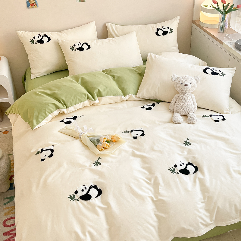 可爱卡通国风熊猫床上四件套