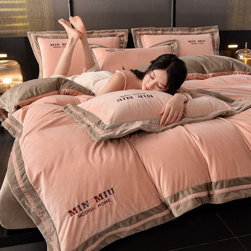 轻奢A类保暖牛奶绒床上四件套冬季新款珊瑚绒床单被套婴儿加毛绒4