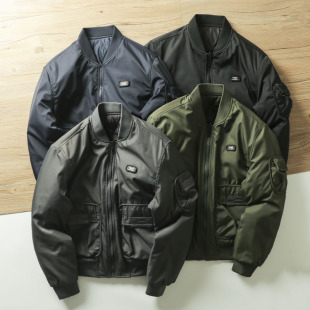 两面可穿 加厚棒球领棉衣MA1飞行夹克 双面穿飞行员棉服外套冬季