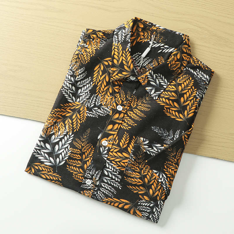 夏威夷度假风 ！欧美单 ！外贸尾货男舒适透气宽松休闲短袖衬衫夏