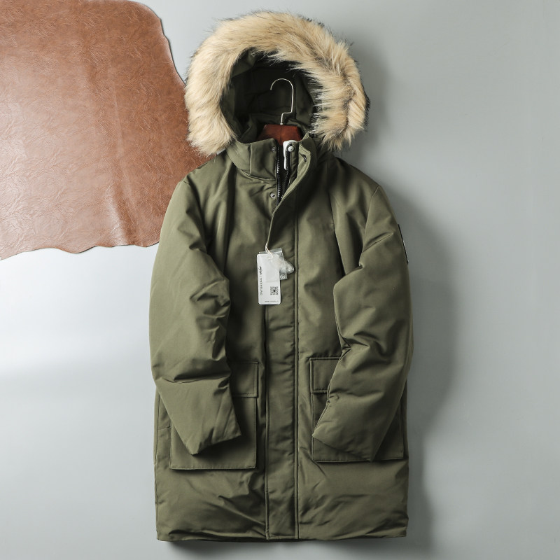 牛货来袭   216g鸭绒   男士加厚大毛领中长款羽绒服纯色派克外套,男装,羽绒服,淘宝优惠券,粉丝福利购,淘宝优惠卷