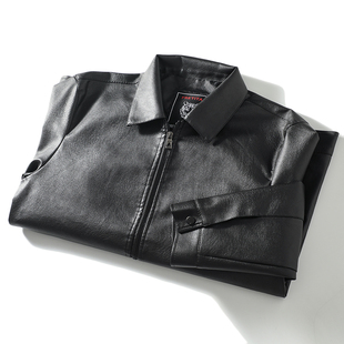 翻领休闲PU皮衣夹克外套黑色潮酷 工厂尾货秋季 大捡漏 外贸男装