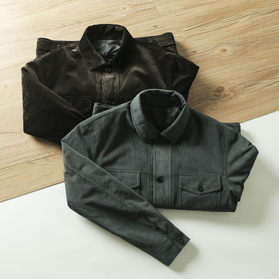 翻领秋时尚休闲灯芯绒夹克外套