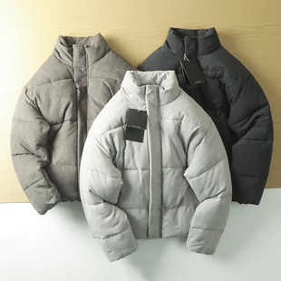 复古范 桃皮绒绒感面料 !冬季男纯色加厚保暖宽松立领棉衣外套