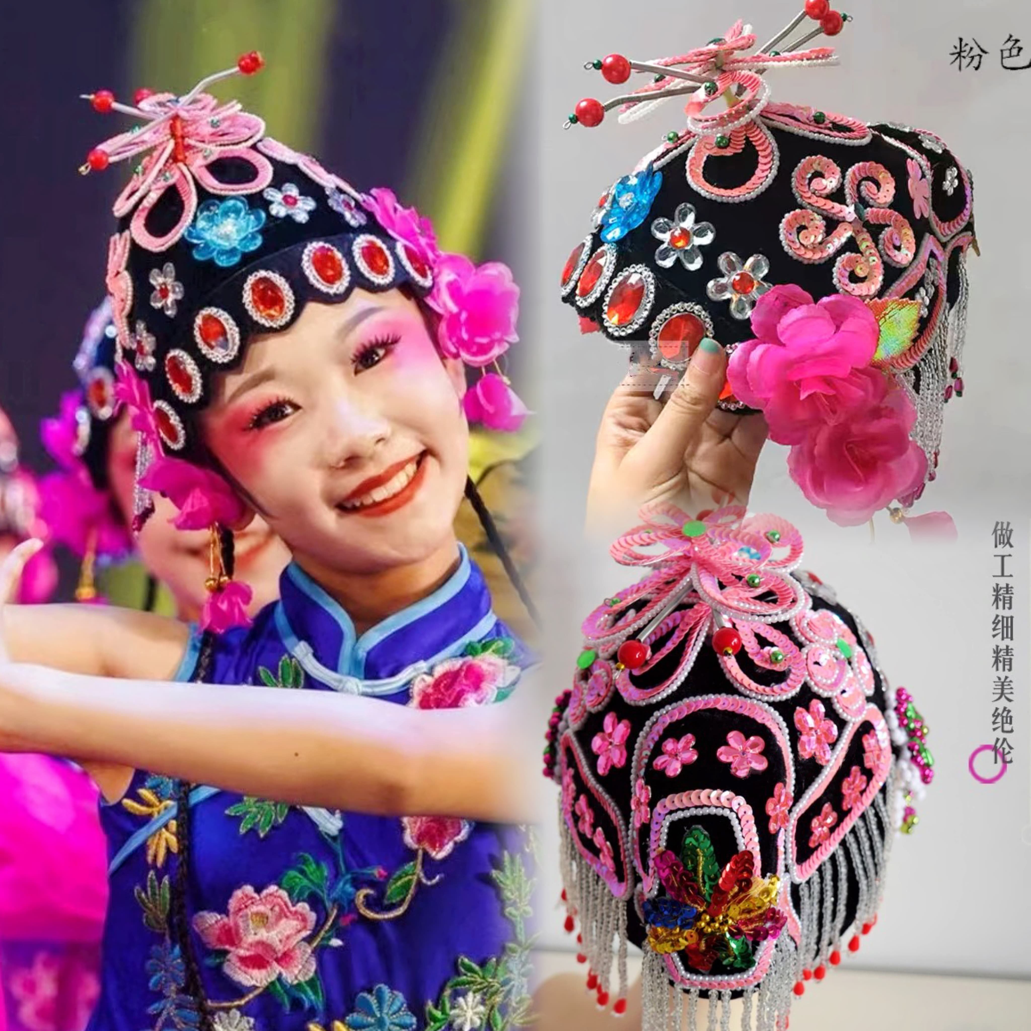 戏剧戏曲头饰包头青衣花旦小姐小花旦成人包头演出头套