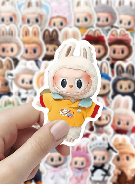 外贸爆款3d拉布布labubu可爱贴ins创意卡通头像手机日记手帐贴纸