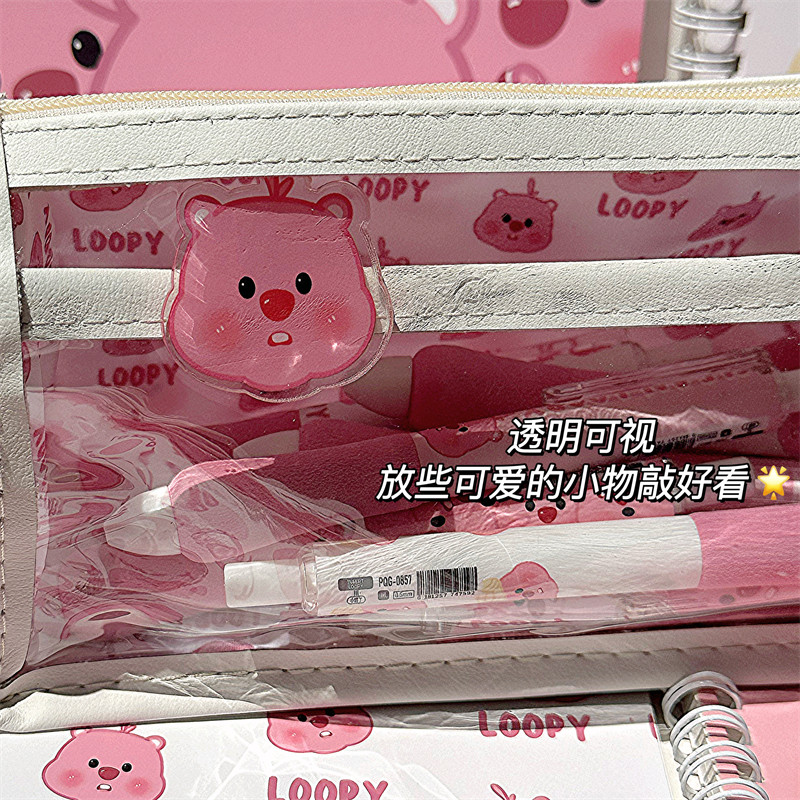LOOPY RUBY의 새로운 투명 연필 가방 대용량 및 미모 학생 시험 문구 가방 디자인 연필 상자