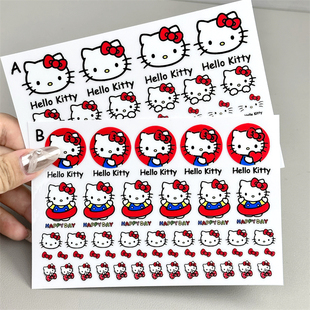 新款可爱kt猫水杯转印贴ins高颜值卡通儿童耐刮防水diy装饰贴纸