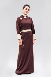 西藏服博拉2020新款拉萨服西式藏装女装长裙春夏女装修身显瘦气质