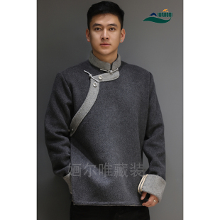 新款藏族男士羊绒立领藏装外套春秋装藏式民族风藏族小众原创设计