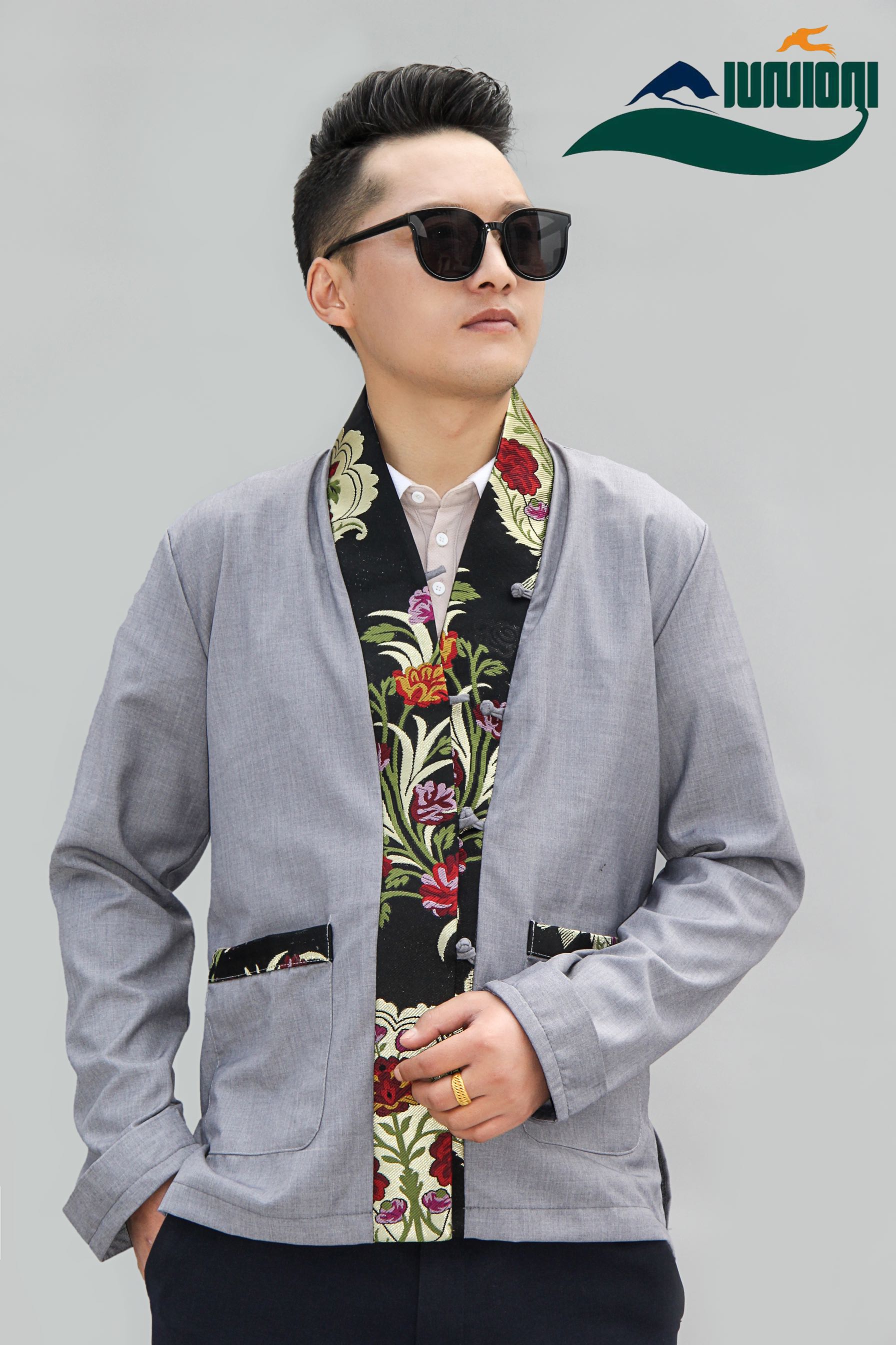 MENS SPRING AND SUMMER JACKET TOPS TIBETAN TIBETAN CLOTHING MENS TIBETAN CLOTHING SHORT ETHNIC STYLE ORIGINAL DESIGN