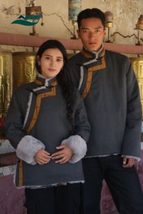 冬季藏装男藏式外套麂皮加绒加厚藏族服装保暖拼色西藏民族风藏袍