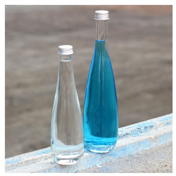 新款330ml水滴形厚底女士果酒瓶饮料瓶青梅酒瓶铝盖矿泉水玻璃瓶