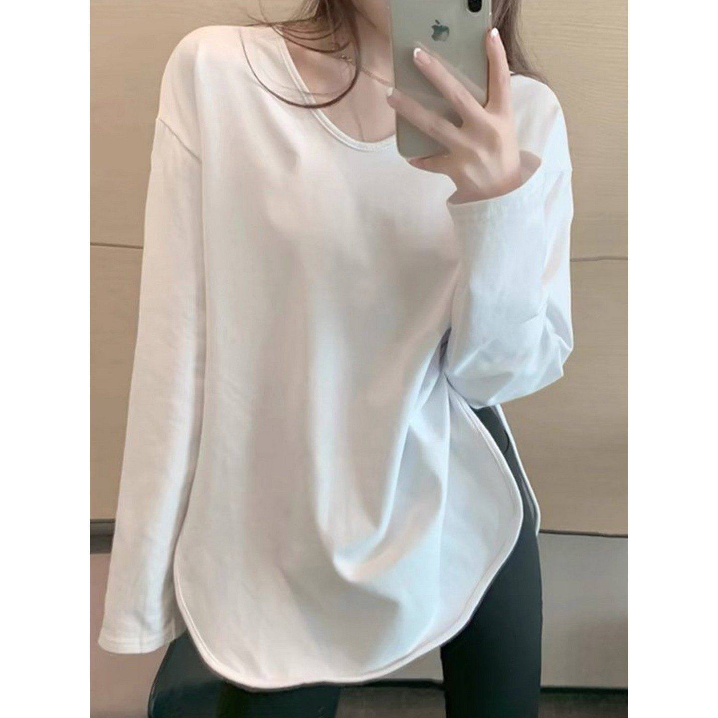 大码胖mm韩系小心机设计开叉内搭外穿T恤上衣女春季中长款打底衫,女装/女士精品,T恤,淘宝优惠券,粉丝福利购,淘宝优惠卷