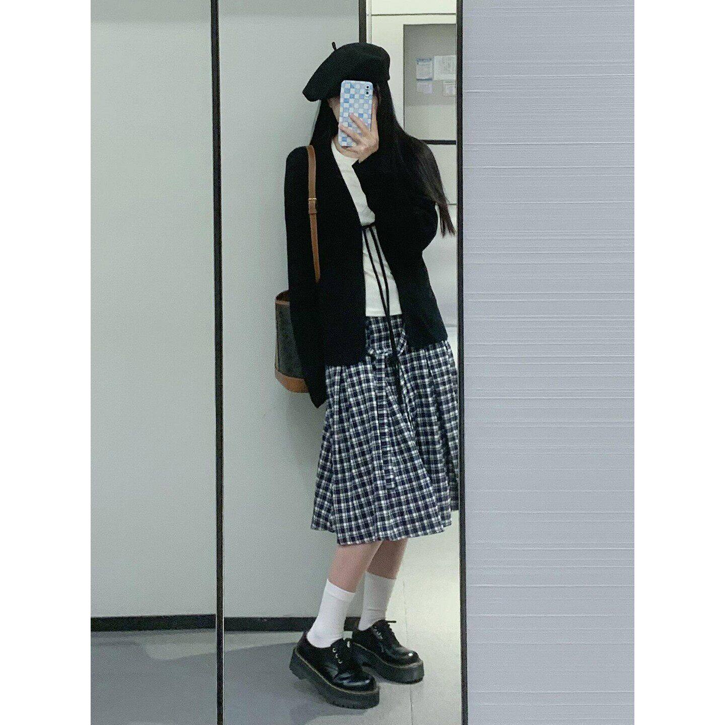 大码胖MM韩系学院风黑色V领针织开衫女2026新款绑带叠穿防晒开衫