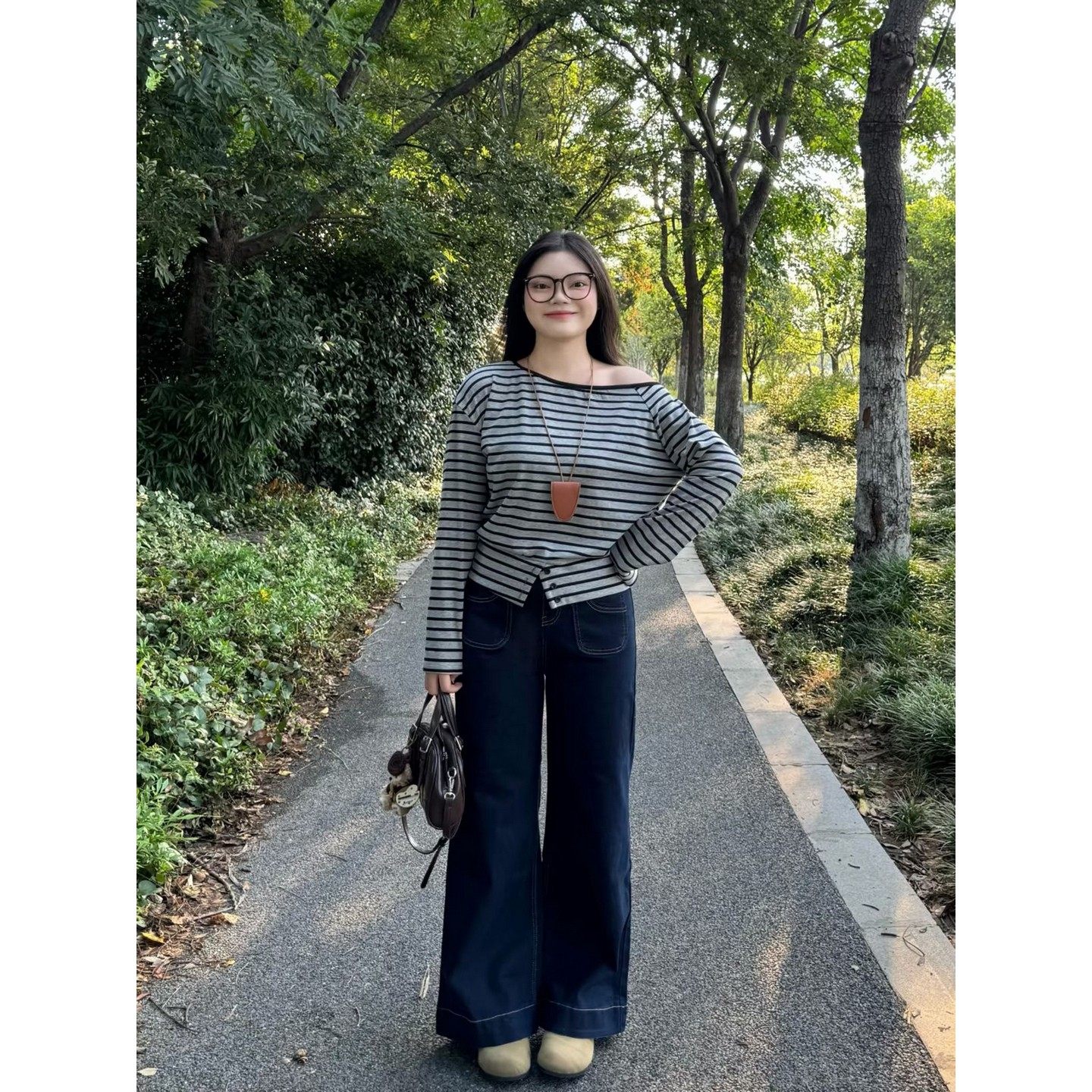 胖mm韩系斜肩条纹长袖T恤女春季大码通勤百搭显瘦遮肉设计感上衣,女装/女士精品,T恤,淘宝优惠券,粉丝福利购,淘宝优惠卷