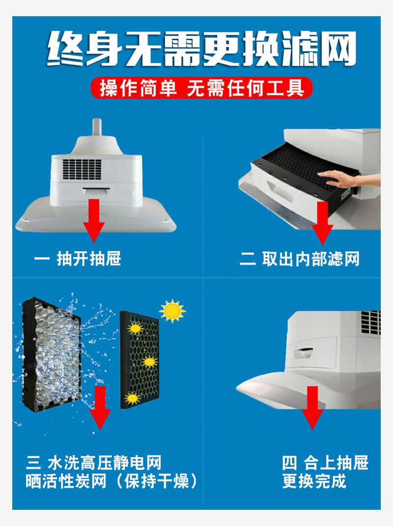 棋牌室会所网吧麻将机空气净化器吸烟宝吸烟灯排烟灯过滤网灯