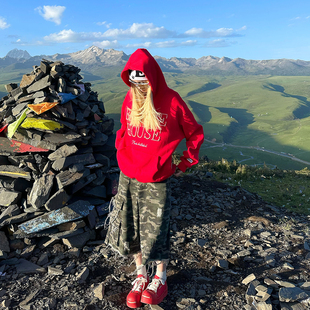 BCRA美式设计感珍珠字母连帽卫衣男女秋冬宽松国潮牌百搭情侣帽衫